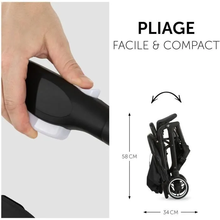 Hauck Poussette compacte Travel N Care Noir - Pliage à une main, siège inclinable allongé, capote UPF 50+, 4 roues pivotantes, suspension et panier Hauck Poussette compacte Travel N Care Noir - Pliage à une main, siège inclinable allongé, capote UPF 50+, 4 roues pivotantes, suspension et panier