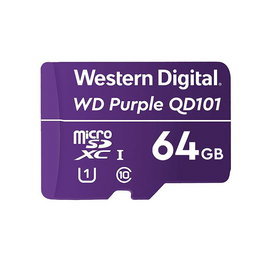 Western Digital WD Purple SC QD101 - Carte microSD 64GB pour surveillance - Classe 10, UHS-1, Ultra Endurance, monitoring santé, -25°C à 85°C