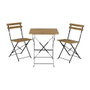 Outdoor Living By Decoris Leeds Ensemble de table et 2 chaises pliantes, acier noir et bois synthétique marron, dimensions incluses