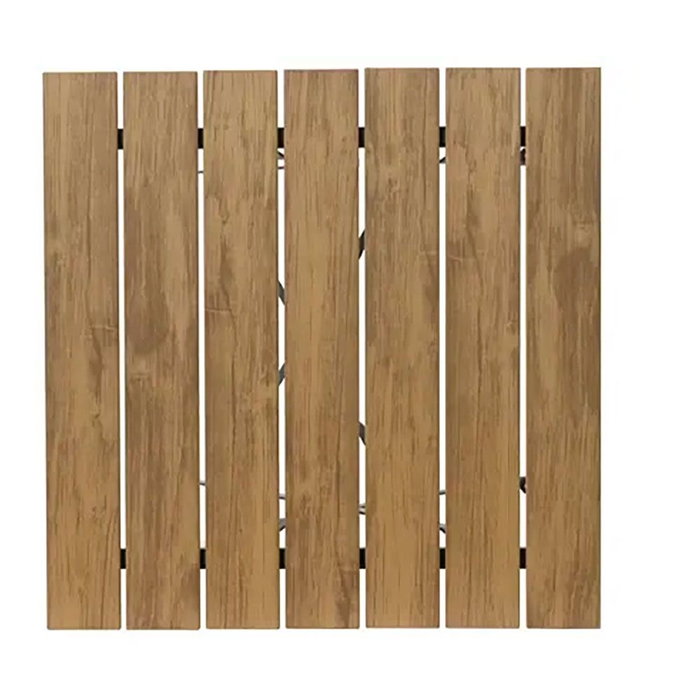 Outdoor Living By Decoris Leeds Ensemble de table et 2 chaises pliantes, acier noir et bois synthétique marron, dimensions incluses