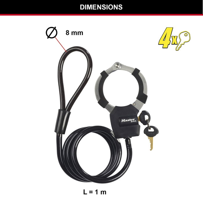 Master Lock Antivol Menottes Street Cuff - Noir Master Lock Antivol Menottes Street Cuff - Noir