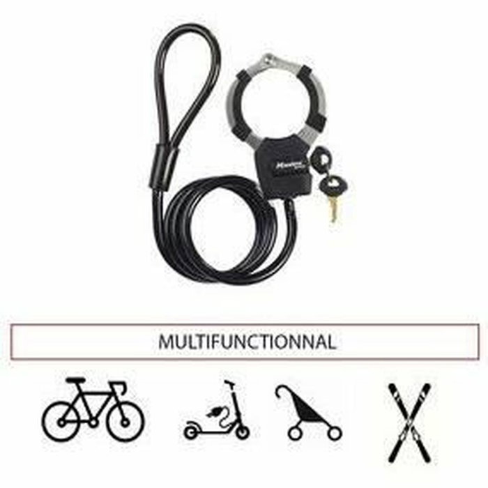 Master Lock Antivol Menottes Street Cuff Noir avec Câble 1m