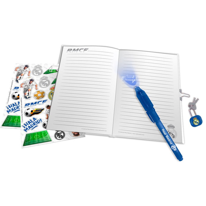 KIDS LICENSING Diario + Boligrafo Magico Real Madrid - Journal avec Stylo Magique Real Madrid - Taille 23x22x3 cm