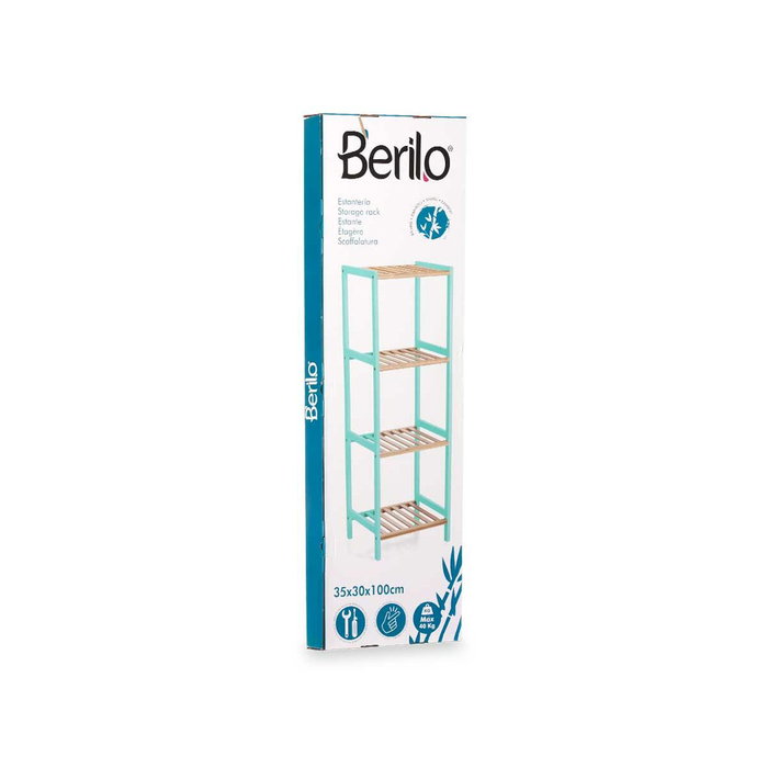 BERILO Étagère Carrée à 4 Étagères en Bambou Menta