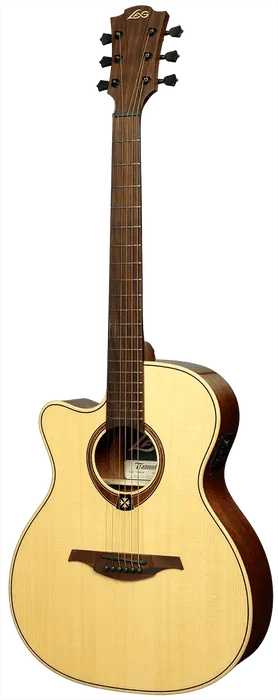 LAG Guitare électroacoustique Auditorium Tramontane 88 A/E Cutaway pour gaucher, table épicéa massif, caisse acajou, naturel, Stage Lâg