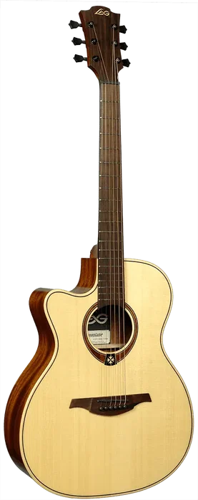 LAG Guitare électroacoustique Auditorium Tramontane 88 A/E Cutaway pour gaucher, table épicéa massif, caisse acajou, naturel, Stage Lâg