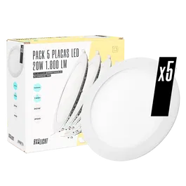 Pack de 5 Plafonniers LED encastrables circulaires BX3 20W 1800lm 6000K blanc froid, 40000h [BX3-1011P5-W]