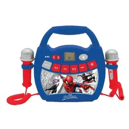 Lexibook Enceinte Bluetooth Portable Karaoké pour Enfants Spider-Man - Effets Lumineux, 2 Micros, Enregistrement, USB, Batterie Rechargeable