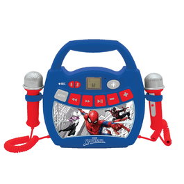 Lexibook - Haut-parleur karaoké Spiderman Marvel Bluetooth, avec microphones, effets de lumière, fonctions d'enregistrement et modificateur de voix