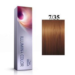Wella Professionals Illumina Color Teinture permanente pour cheveux 7/35 Medium Gold Mahogany Blonde 60 ml