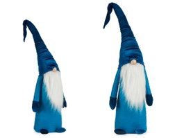 Krist+ Gnome Velours Bleu Clair 100 cm avec Chapeau - Décoration (Set de 8)