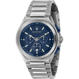 Maserati R8873639001 avec cadran bleu et bracelet argenté