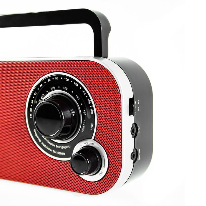 Camry Radio AM/FM Portative CR 1140 Rouge, 21 x 5,6 x 12 cm, Prise Casque 3,5 mm
