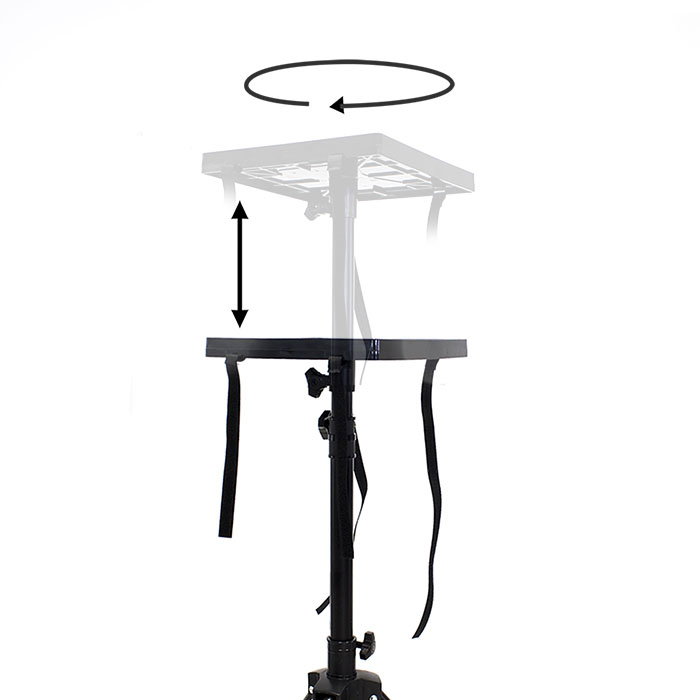 Phoenix Mesa Support Trépied pour Vidéoprojecteur et Ordinateur Portable - Pliable, Acier Noir, Hauteur Réglable 1,5m