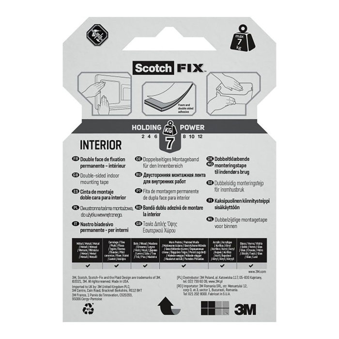 Ruban adhésif double face Scotch 19 mm x 1,5 m Blanc