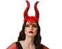 Couronne de démon diabolique rouge avec cornes et plumes pour costume d'Halloween et fête déguisée