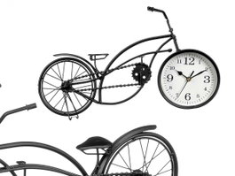 Giftdecor Horloge Forge Bicyclette Noire 42x24x10 cm Métal (Set de 4)