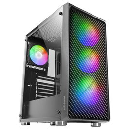 Mars Gaming Boîtier PC MC-F ATX, panneau en verre trempé, 4 ventilateurs ARGB, USB 3.0