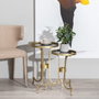 BigBuy Home Jeu de 2 tables Doré Fumé Rond