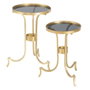 BigBuy Home Jeu de 2 tables Doré Fumé Rond