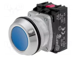 PROMET Commutateur bouton-poussoir 30mm bleu NC + NO