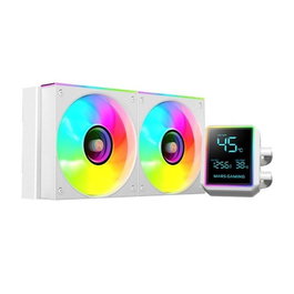 Mars Gaming MLLCDPRO240W Kit de Refroidissement Liquide 240mm ARGB 500W TDP Venilateurs 2x120mm avec Ecran LCD Blanc
