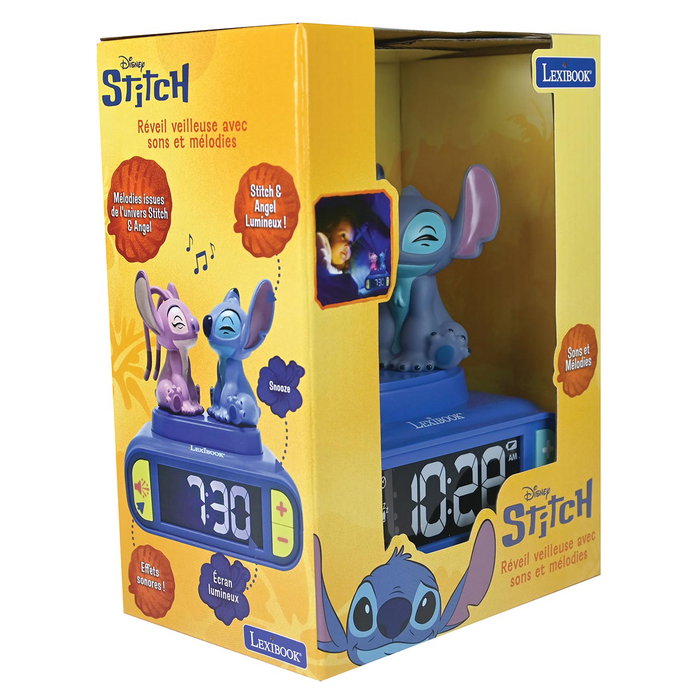 LEXIBOOK Réveil Disney Stitch et Angel RL800D2 avec lumière nocturne