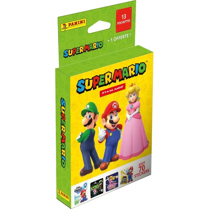 Panini - Blister Super Mario 2 - 13 pochettes + 1 offerte - 70 stickers - Collection avec stickers spéciaux et optichrome