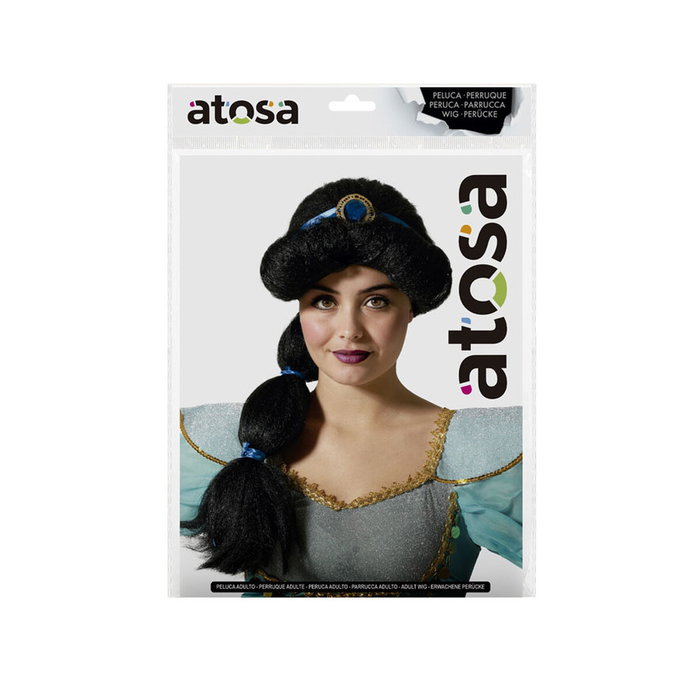 BigBuy Carnival Perruque de Princesse Arabe Noire avec Diadème et Tresse