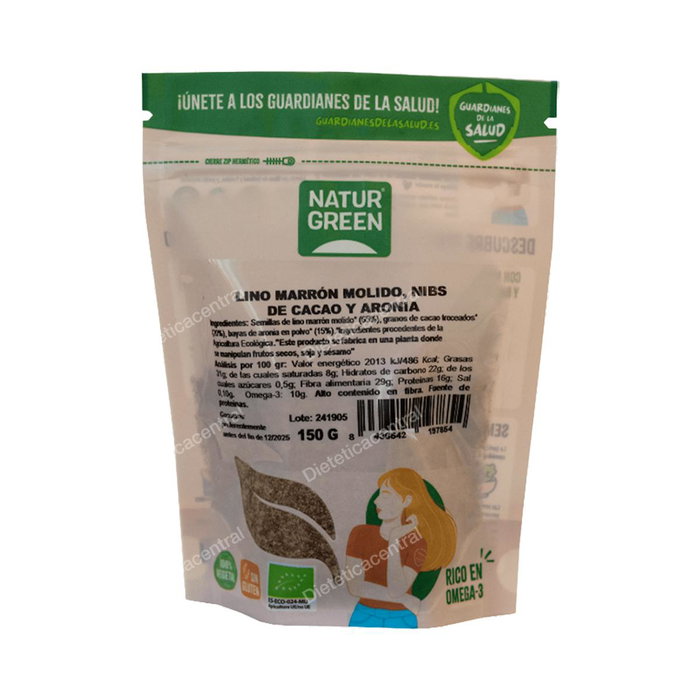 Naturgreen Graines de Lin Moulues, Cacao et Aronia 150g Bio Naturgreen Graines de Lin Moulues, Cacao et Aronia 150g Bio
