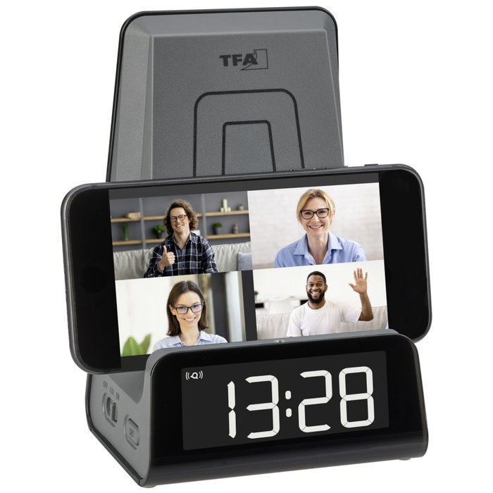 Tfa ICON Charge 60.2033.10 Réveil numérique Anthracite avec chargeur