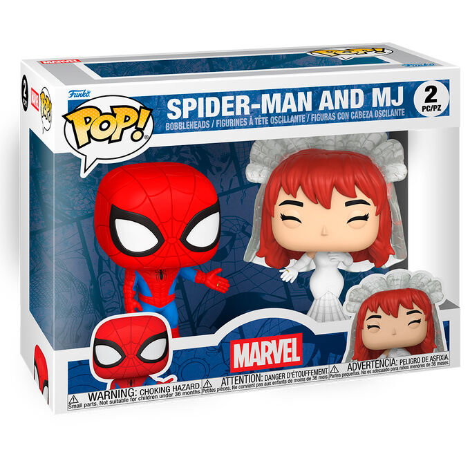 Funko Pop! Marvel Spider-Man et MJ en tenue de mariage (Pack de 2)