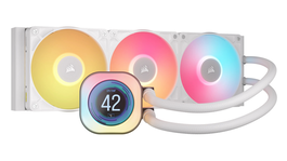 Corsair Watercooling iCue LINK H150i RGB Elite Titan 360 mm LCD - Réfrigération liquide AIO avec écran LCD et RGB - CW-9061026-WW Blanc