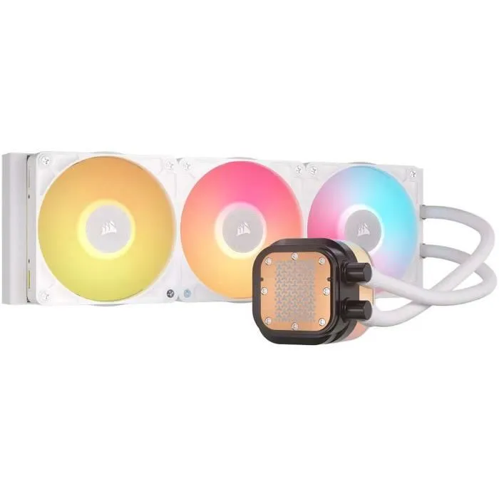 Corsair Watercooling iCue LINK H150i RGB Elite Titan 360 mm LCD - Réfrigération liquide AIO avec écran LCD et RGB - CW-9061026-WW Blanc