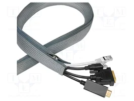 LOGILINK Tresse de protection en polyester gris, 2m, Ø 35mm