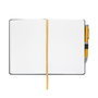 ERIK - Cuaderno A5 premium 96 hojas punteadas avec couverture rigide, élastique de fermeture, marque-page, poche intérieure et bolígrafo avec projecteur d'écusson Real Madrid
