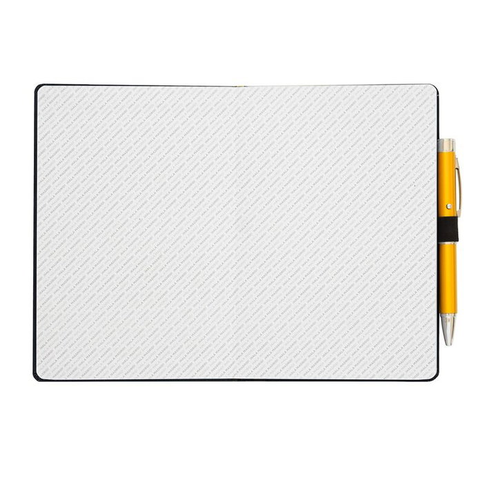ERIK - Cuaderno A5 premium 96 hojas punteadas avec couverture rigide, élastique de fermeture, marque-page, poche intérieure et bolígrafo avec projecteur d'écusson Real Madrid