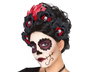 Diadema Catrina pour Femme Adulte - Diadème Halloween avec Roses Noires et Crâne - Accessoire de Déguisement Squelette ou Sorcière