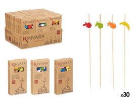 Kinvara Lot de 30 Brochettes Alimentaires Assorties en Bambou 8.5x16x2.5 cm (Set de 48)