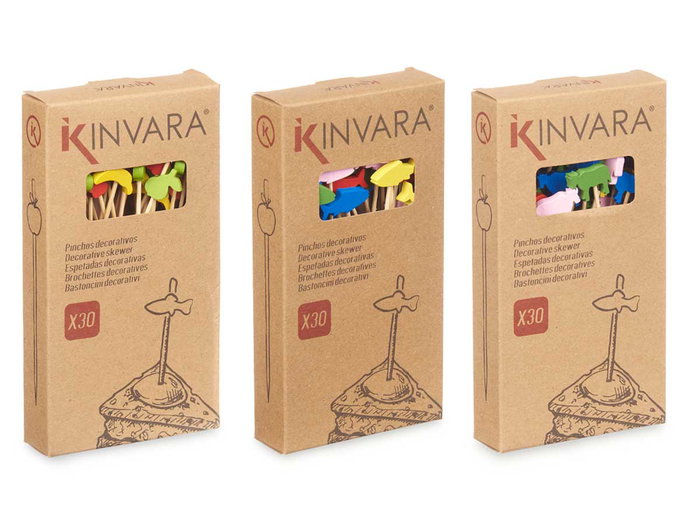 Kinvara Lot de 30 Brochettes Alimentaires Assorties en Bambou 8.5x16x2.5 cm (Set de 48) Kinvara Lot de 30 Brochettes Alimentaires Assorties en Bambou 8.5x16x2.5 cm (Set de 48)