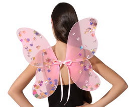 Ailes de fée rose avec étoiles multicolores brillantes 40x41 cm