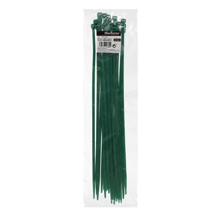 Hantums Sachet de 25 colliers de serrage 100% nylon 200x4,8mm Verde Hantums Sachet de 25 colliers de serrage 100% nylon 200x4,8mm Verde
