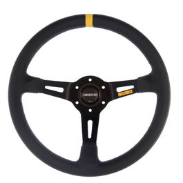 Momo MOMVR08LEBL331PR Volant Momo Mod. 08 Cuir Noir 330 mm Rayons Bleu