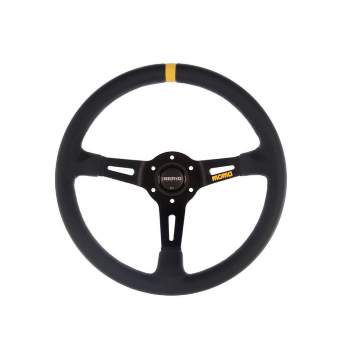 Momo Volant Racing MOD. 08 Cuir Noir et Rayons Bleus 330 mm