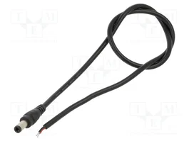 POS Câble d'alimentation DC ovale 0,5m, prise DC 5,5/2,5 mm, noir