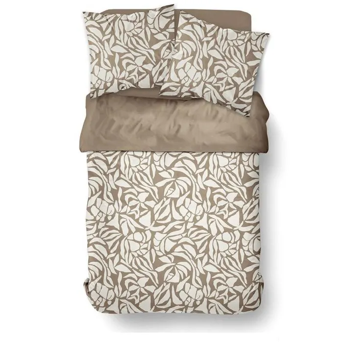 Today Parure de Lit Imprimé Feuillage Taupe 240 x 220 cm