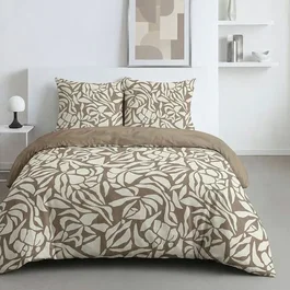 Today Parure de Lit Imprimé Feuillage Taupe 240 x 220 cm