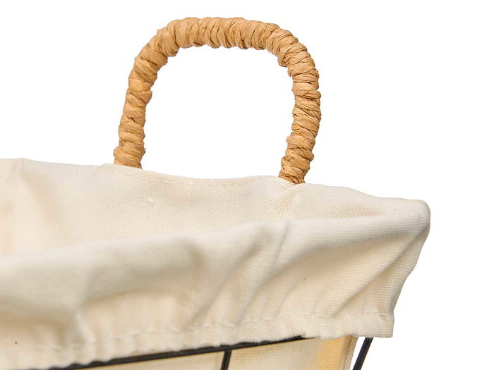 KINVARA Panier rectangulaire en métal et tissu Beige