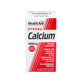 Health Aid Calcium 600 mg 60 comprimés mastiquables Complément Alimentaire Vitamine D3