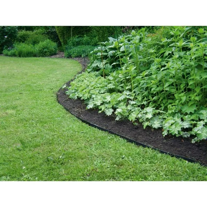 Garden Id GARDEN ID Eco Border - Bordure de jardin en caoutchouc recyclé - 5 m de longueur x 10 cm de hauteur - Flexible et indestructible - Pour pose droite ou courbée